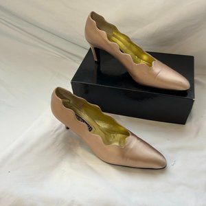 - Vintage Bruno Magli Couture Pink Satin Pumps